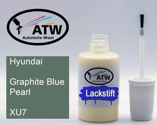 Hyundai, Graphite Blue Pearl, XU7: 20ml Lackstift, von ATW Autoteile West.